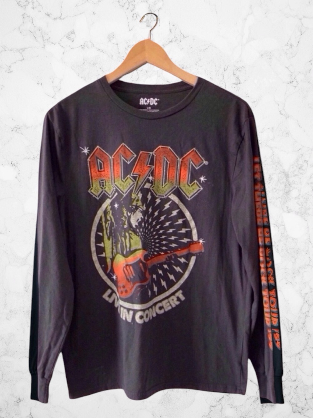 AC/DC Let There Be Rock Tour '77 Live In Concert Long Sleeve Graphic Tee Size L